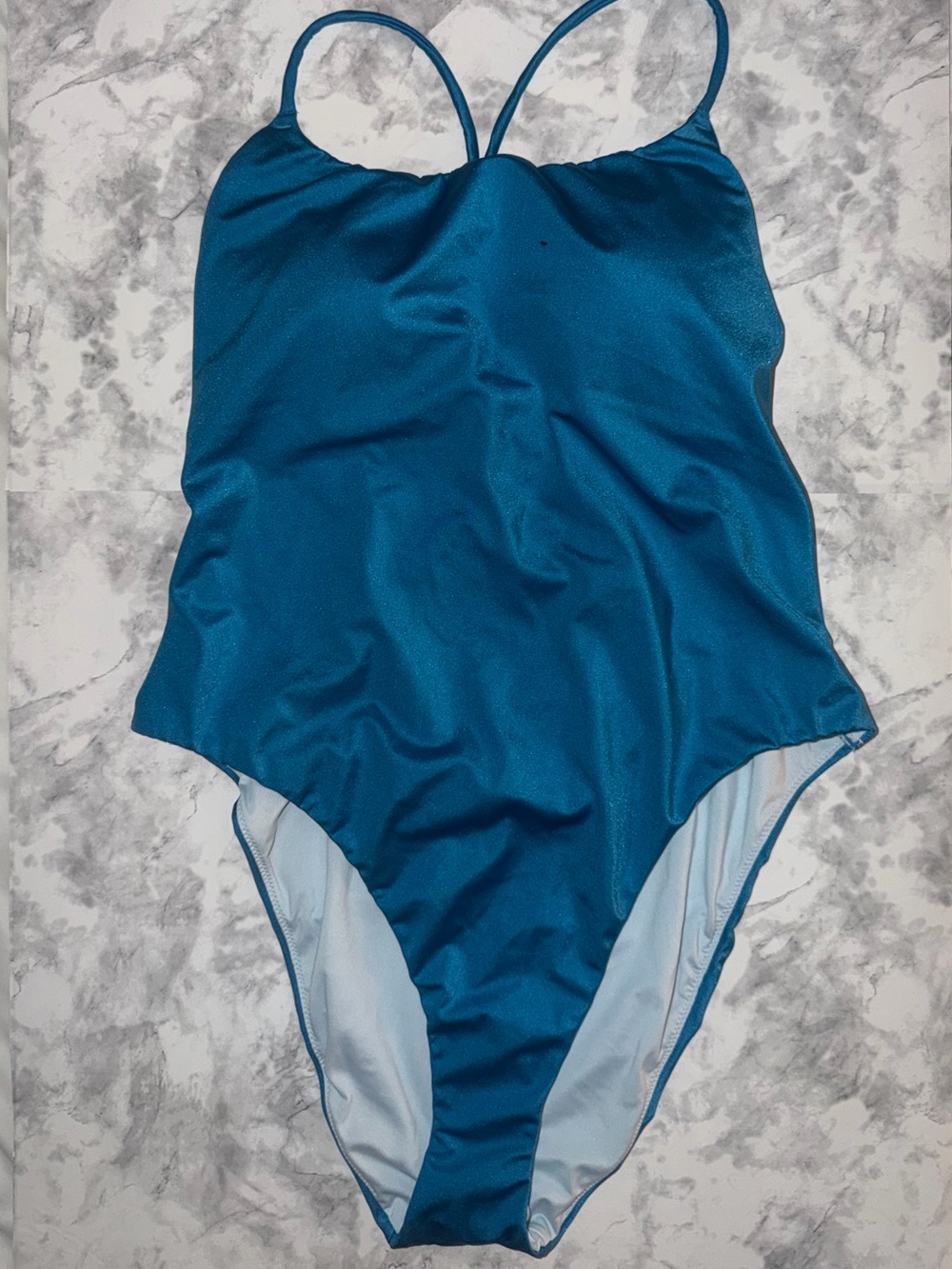 Women’s Victoria’s Secret Swim Scoop Neck Plunge Lace Up Back One Piece Teal XL